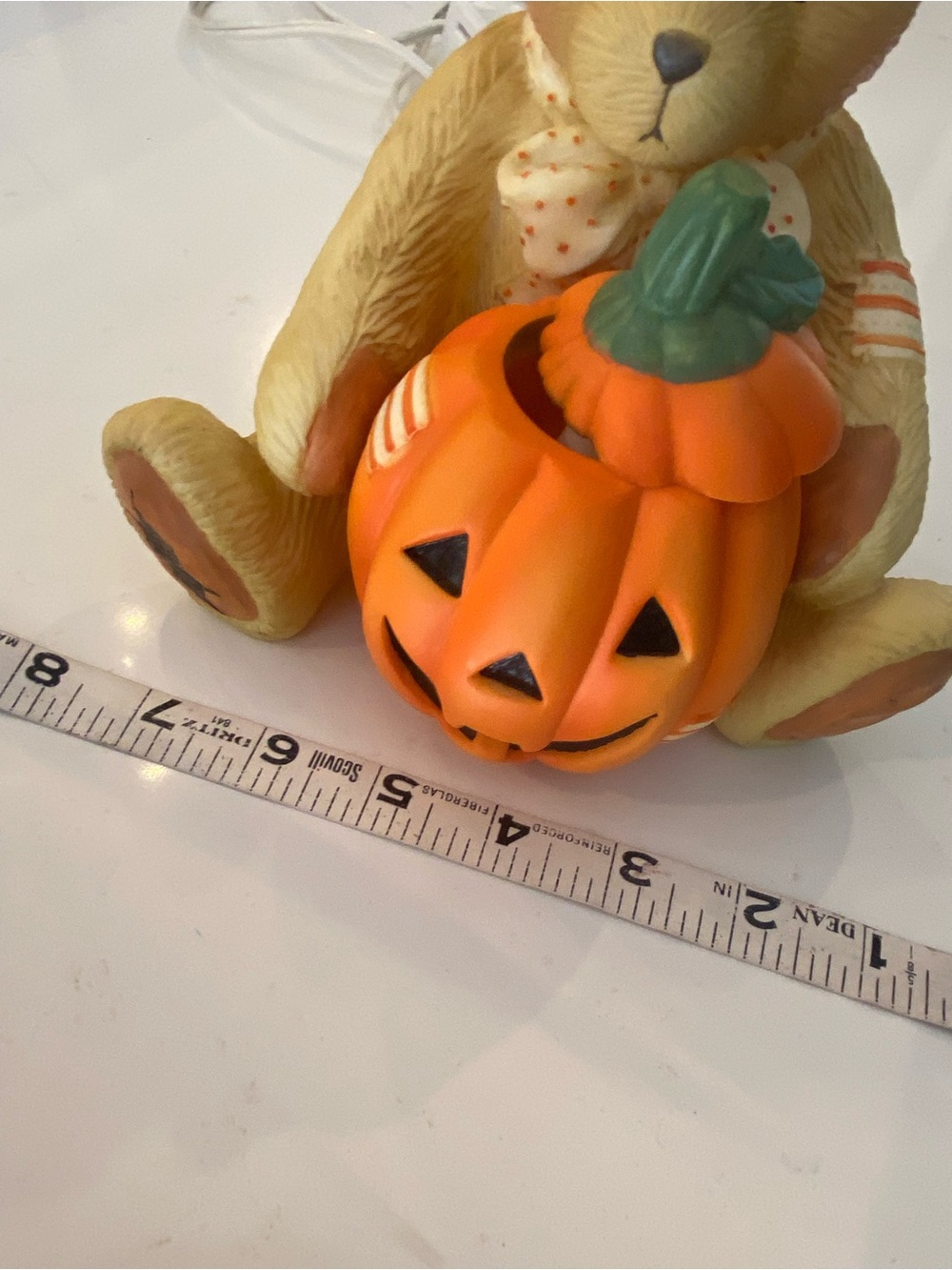 Vintage Halloween Bear Pumpkin Nightlight By Enesco 1994 Works 8” - Picture 5 of 12